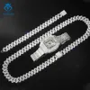 Bijoux fins offre spéciale 15mm Bracelet de chaîne cubaine de luxe 925 Bracelet en Moissanite en argent Bracelet de chaîne à maillons cubains