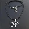 Pendentif Colliers 12 Pièces Oeil égyptien d'Horus Collier Dieux Egypte Pave Crystal Evil Pattern Charme en acier inoxydable en gros