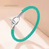 Charm Bracelets Moonlight Classic OT Lock Genuine Leather for Women 커플 팔찌 여성 남자 보석 선물 패션 액세서리