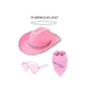 Berets Western Style Cowboy Hat For Bridal Shower Cowgirl Hats Scarf Sunglasses Costume Female Headwear Night Club Party Outfit