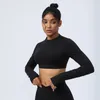 Active Shirts Women's Padded Yoga Shirt Long Sleeve Tops Open Back Workout Gym Crop Top Fitness Sportswear Running T-shirts With Thumb Hole