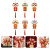 Garden Decorations 6Pcs Chinese Year Tassel Lion Pendant Bonsai Decoration Car Tree Hanging