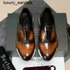 Berluti Business Skórzane buty Oxford Calfskin ręcznie robione najwyższej jakości błyszczące swobodne sporty patyna starożytna barwiona jeden krok Lazywq