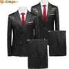 Herenkostuums Blazers Wit Roze Patroon Tweedelig pak voor heren Bruiloft Zakelijk Jurkje Jas en broek Mode Slim Fit Terno Masculino M-5XL 6XL T240110