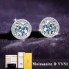 D VVS1 Stud Earrings For Women 925 Sterling Silver Platinum Finish 2 GRA Certificates Moissanita Pass Diamond Tester 240109