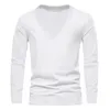 T-shirt da uomo Camicia a maniche lunghe Tinta unita Scollo a V Sport Casual Semplice Autunno Inverno Felpa di base Abbigliamento sportivo Top 2024