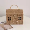 Totes Cartoon small house hand-held str bag new niche design hut woven to go out store the basketstylishyslbags