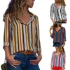 Women's Blouses Women Shirt Strip Print Single Breasted Bright Color Lapel Long Sleeve Ladies For Daily Wear