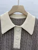 Sandro New Polo Collar Color Contrast Long Sleeve Loose Knitted Sweater Top For