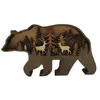 Nuevas artesanías de madera navideñas, decoración creativa del hogar de animales del bosque norteamericano, adorno de oso marrón de alce