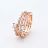 2024 Tasarımcı Pandoraring Dora'nın Band Rings Love ürün S925 Gümüş Gül Altın Spiral Dönen Elmas Yüzük Kadın Romantik Hediyesi