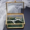 Visa personlig vigselring Box Custom Glass Ring Holder Jewelry Organizer Box Anpassade namn och datum för engagemangsäktenskap
