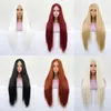 Lace Wig Synthetic Front Wigs Straight Handtied Brown Blonde Black White for Women Long Daily Wear 240110