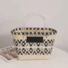 Totes preto branco xadrez textura mão tecido saco nova cor panda portátil cesta vegetal nicho compras femininostylishyslbags