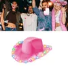 Berets Pink Cowboy Hat Western Wide Brim Women LED Cowgirl Cosplay Party Costume Fedora Caps Head Accessory