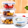 Dinnerware Lid Vandered Freezer Containers Microwave Round 17cm Seakable Glass For Box Non-Leak Oven