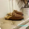 المصمم -SHESES الكلاسيكية Muller Slippers Sheepes Sheepskin Wool بطانة مطاطية نعل 2024