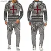 Men's Tracksuits Knight Templar Tattoo 3D Printed Men's Hoodie/Set Vintage Medieval Armor Cosplay Come Fashion Harajuku Men Streetwear Clothes Q230110