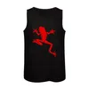 Débardeurs pour hommes Grenouille d'escalade rouge (fond noir) Top T-shirts de gymnastique sans manches pour hommes Bodybuilding