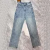 Kvinnor jeans designer byxor kvinnor broderade beskurna denim byxor lyxiga smala fit jeans mode casual ben jean byxor