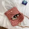 Shoulder Bags Handmade Woven Women's Crossbody Bags Thread Hook Knitted Shoulder Bag Colorful Strip Chains Bags for Women Small Purses 2021blieberryeyes