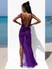 Women's Swimwear 2024 Beach Cover Up Crochet Dress Pareo Swimsuit Button High Waist Bathing Suit Beachwear Bandeau Biq