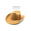 Berets Y166 Vintage Wide Brim Cowboy Hat Casual Cap Top Gift For Father Uncle