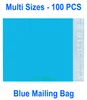Разные размеры, 100 шт. Синий полиэтиленовый почтовый пакет без подкладки, конверт, ширина 110, 320 мм, от 43 до 125 дюймов, длина 180 2046363