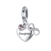 Beads WOSTU Silver 925 Engraved Lettering Dangle Charm Personalized Name Pet Zircon Heart Beads Fit Original Bracelet Jewelry C1922