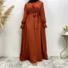 Vêtements ethniques Robe femme musulmane Robe à manches longues Maxi Kaftan Dubaï Bouton Robe Casual Robe arabe Islamique Eid Ramadan