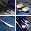 Gold Cutlery Set Korean Stainless Steel Tableware Set Fork Spoon And Chopsticks Set Golden Dinnerware Set Luxury Tableware Set 240110