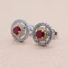 Boucles d'oreilles classiques en argent rubis pour mariage, 3mm 4mm, naturel solide, bijoux fins, cadeau pour dame, 925