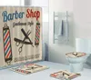 Vintage Barber Shop duschgardin Set för badrum Barber Shop Decor Toalett Badkar Tillbehör Badgardiner Mattor Mattor Mattor F1623473