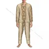 Pijamas masculinos conjuntos de pijama de pele de cobra manga longa pijamas masculinos homewear