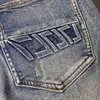 Designerjeans voor heren Heren Dames Paarse jeans met 3D-patroon Hoge kwaliteit geborduurde letters Paarse jeans Heren Sport Casual broek Hiphop bikerbroek