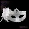 Máscaras de festa Moda Mulheres Y Máscara Hallowmas Venetian Eye Masquerade Máscaras com Pena de Flor Páscoa Dança Festa Feriado Drop Drop Deli Dhiwv