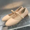 Chaussures en cuir Mary Jane avec sangle Dall, chaussures de Ballet décontractées pour femmes, chaussures plates à bout rond