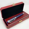 Luxury Quality Classic Blue Ballpoint Pen Stainless Steel Ragging Writing Smooth Office Stationery With Gem 240109