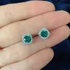 STUD SIDEN 925 STRIBLING Silver Lab Blue Green Moissanite Diamentowe kolczyki dla kobiet Super Blawling Wedding Jewelry Prezenty YQ240110