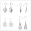 Dingle örhängen 4 par/parti 925 sterling silver örhänge set färg mode charms för kvinnor lady girl bröllop smycken söt