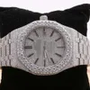 Hip Hop Jewelry Diamond Watch rostfritt stål Iced Out Bustdown VVS Moissanite Watch