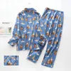 Mode dinosaure 100% coton brossé pyjamas ensembles hommes vêtements de nuit de dessin animé printemps hiver homewear mâle grande taille 100 kg 240110