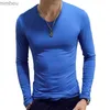 T-shirts hommes 1PC Mode Vente chaude Classique T-shirt à manches longues pour hommes Fitness T-shirts Slim Fit Chemises Designer Solid Tees Tops Base ShirtsL240110