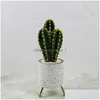 Decorative Flowers Wreaths Artificial Plastic Cactus Succent Prickly Pear Potted Plant Eco-Friendly Home Office Desktop With Pot D Dhctl