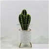 Flores decorativas Grinaldas Artificial Plástico Cacto Succent Prickly Pear Potted Plant Eco-Friendly Home Office Desktop com Pote D Dhctl