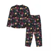 Kvinnors sömnkläder Ditsy Floral Pyjama Set Pink Yellow Kawaii Womens Long Sleeve Loose Room Two Piece Home Suit Big Size