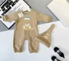 Brand infant jumpsuits boys girls Two piece set Plush kids bodysuit Size 59-100 designer newborn baby Crawling suit and hat Jan10