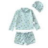 Set 2022 Nuovo Bambino Nuoto Bikini Neonate Manica Lunga Costumi da Bagno Bambini Ragazzi Split Stampa Limone Protezione Solare Costumi da Bagno