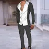 Tute da uomo Completi da uomo Abiti a due pezzi Abiti casual Streetwear Camicie larghe a maniche lunghe con risvolto Pantaloni