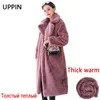 Hiver femmes haute qualité Faux lapin manteau de fourrure de luxe longue fourrure manteau lâche revers pardessus épais chaud grande taille femme manteaux en peluche 240110